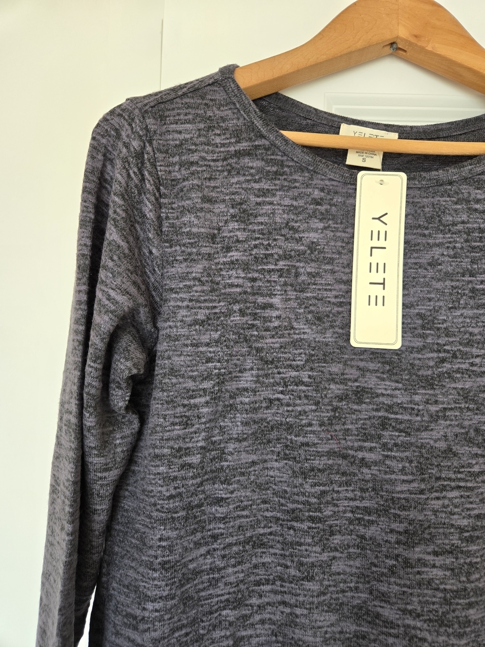 Women's Long Sleeve Heathered Tunic Top - Charcoal - Picture 3 of 5